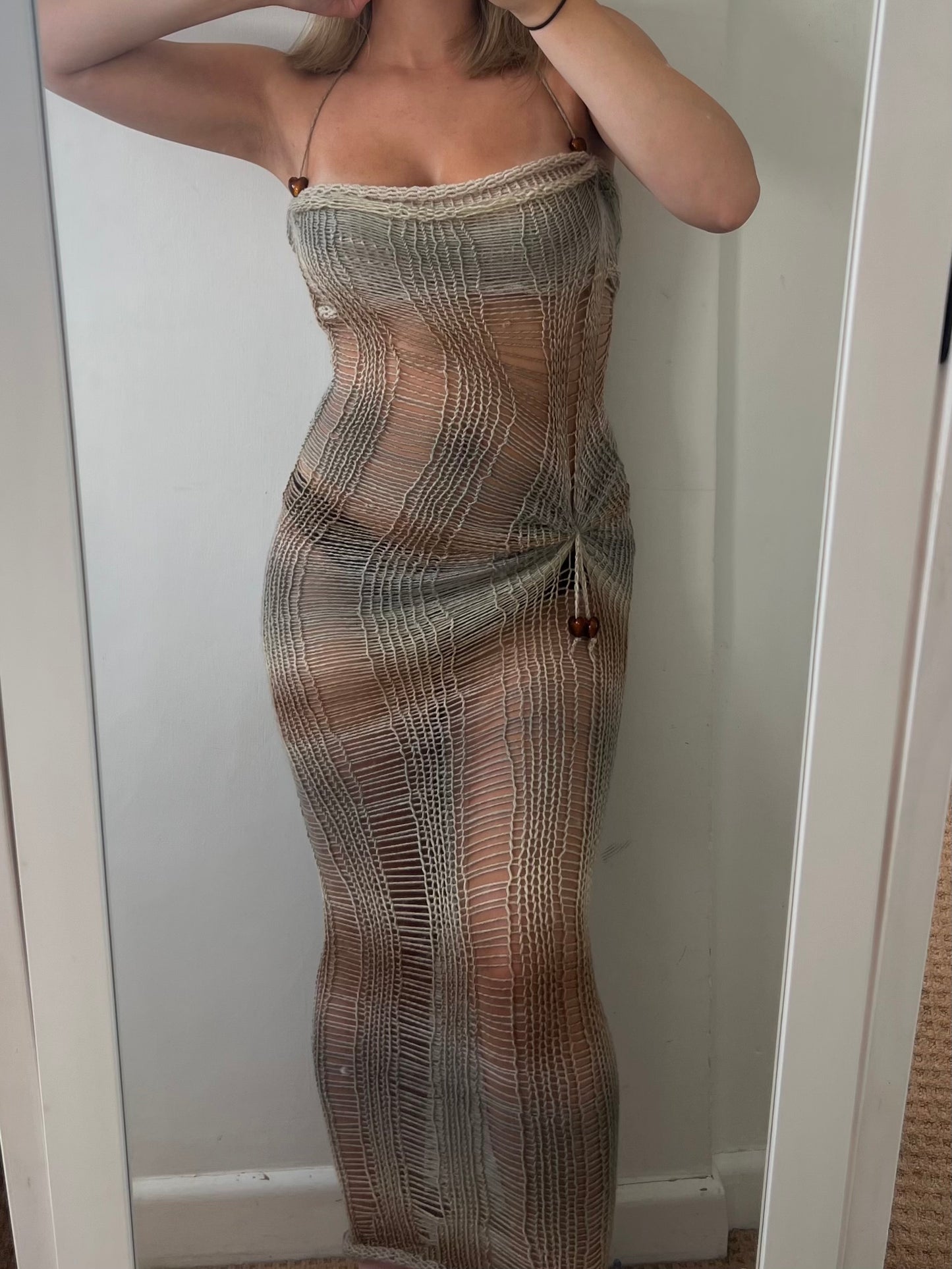 Beaded Sand Maxi Dress