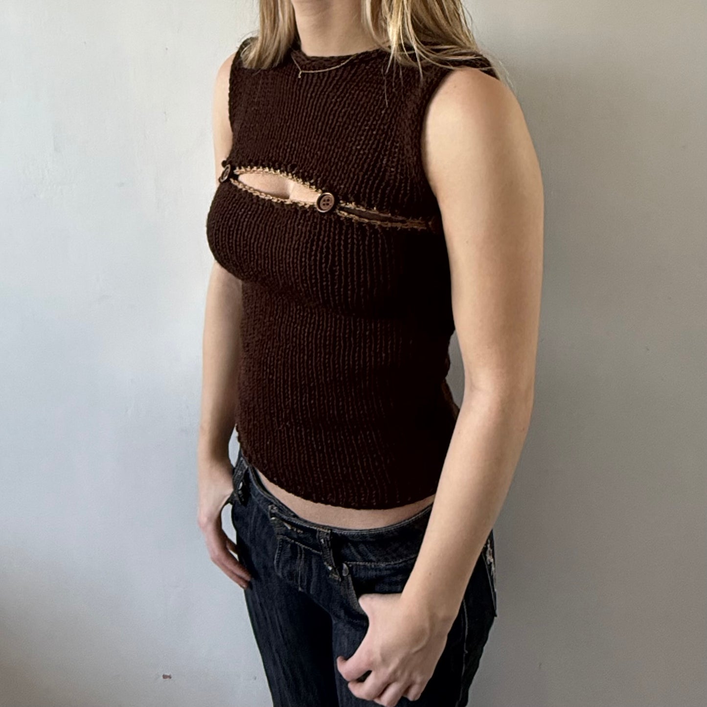 Brown Cut Out Top