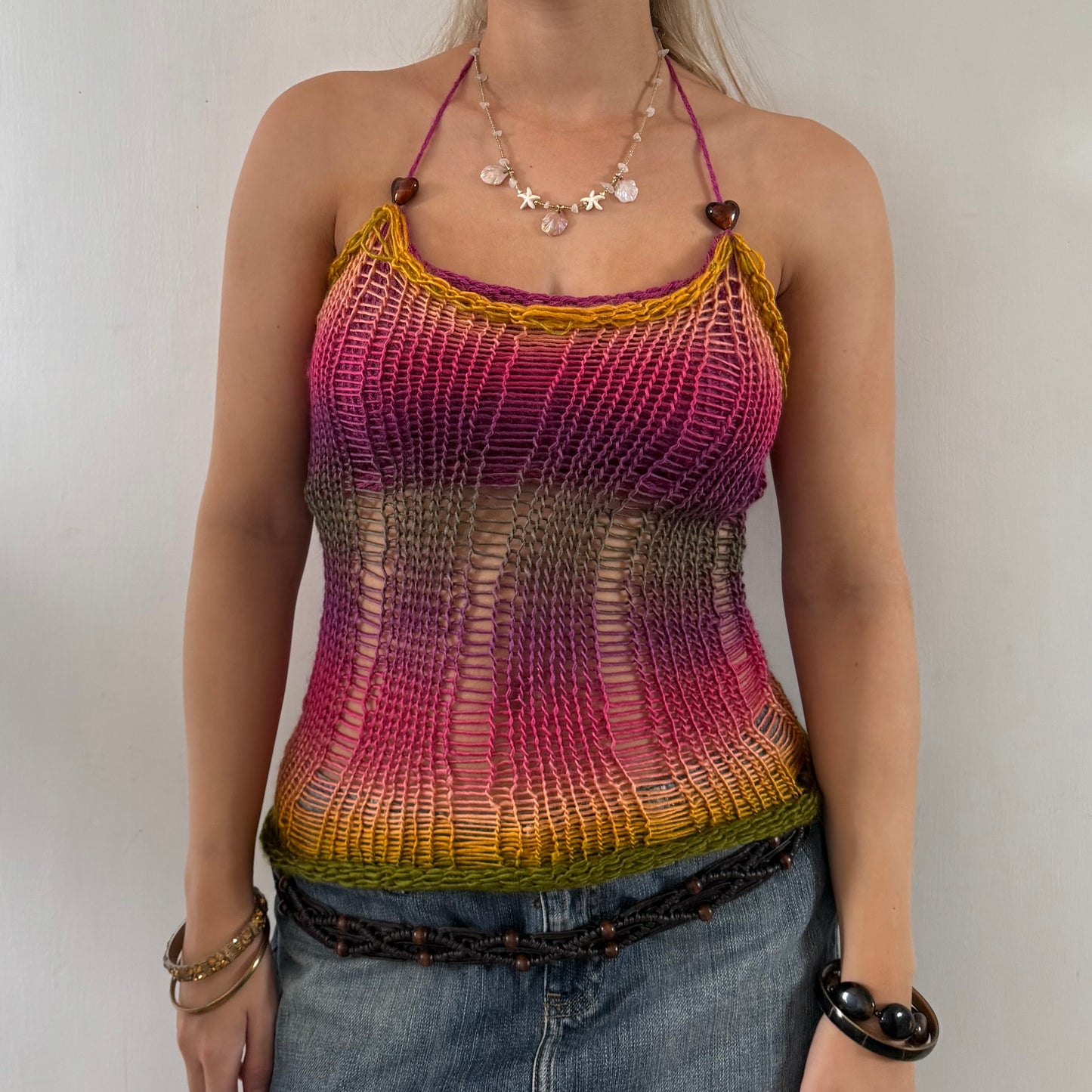 Double Knit Beaded Top in Hibiscus