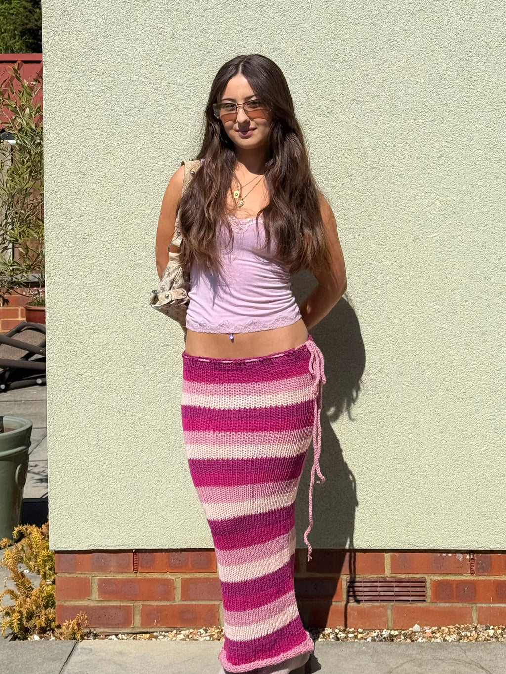 Raspberry Stripe Skirt