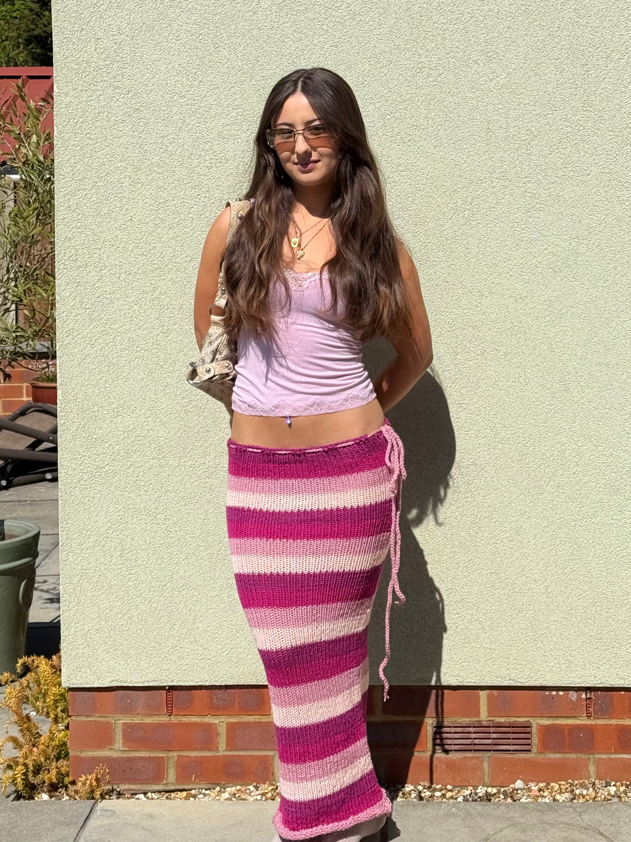 Raspberry Stripe Skirt