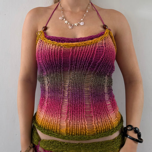 Double Knit Beaded Top in Hibiscus