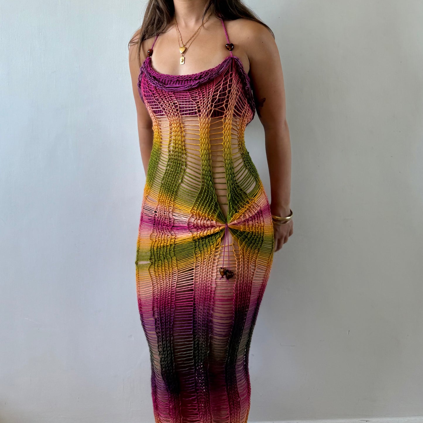 Beaded Hibiscus Maxi Dress