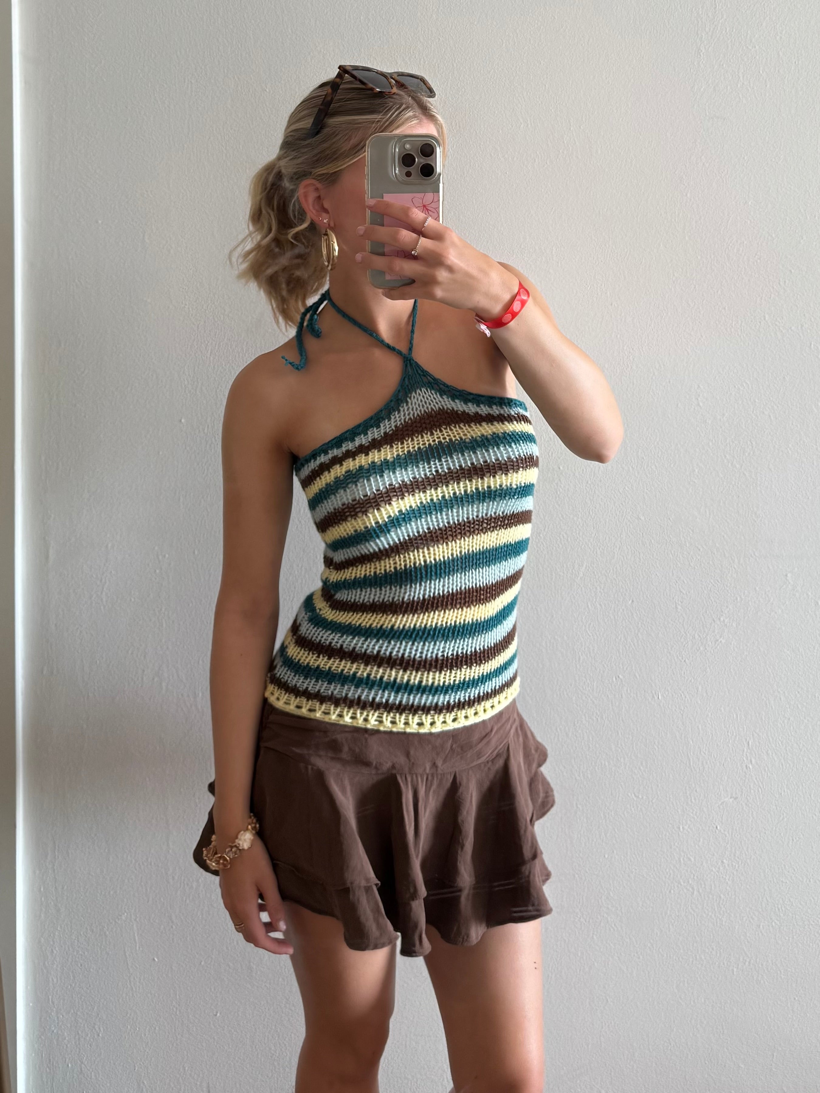 Stripe Halter in Blue and Yellow