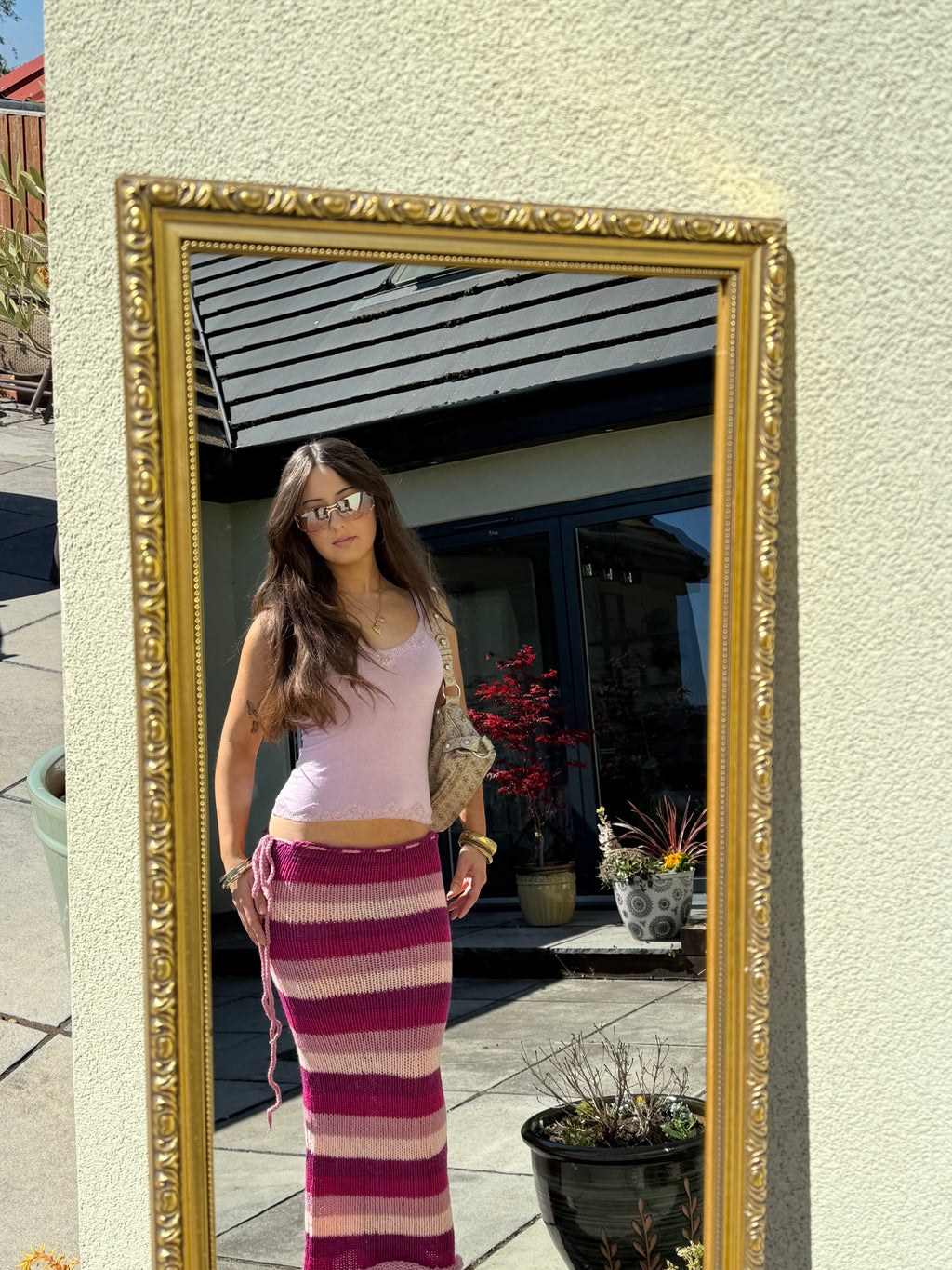 Raspberry Stripe Skirt