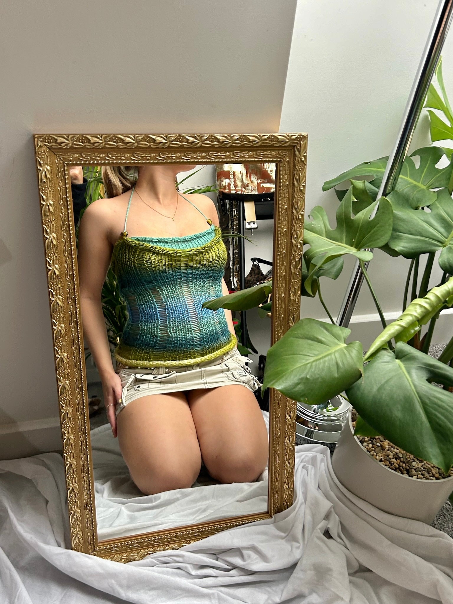 Double Knit Beaded Top in Eden