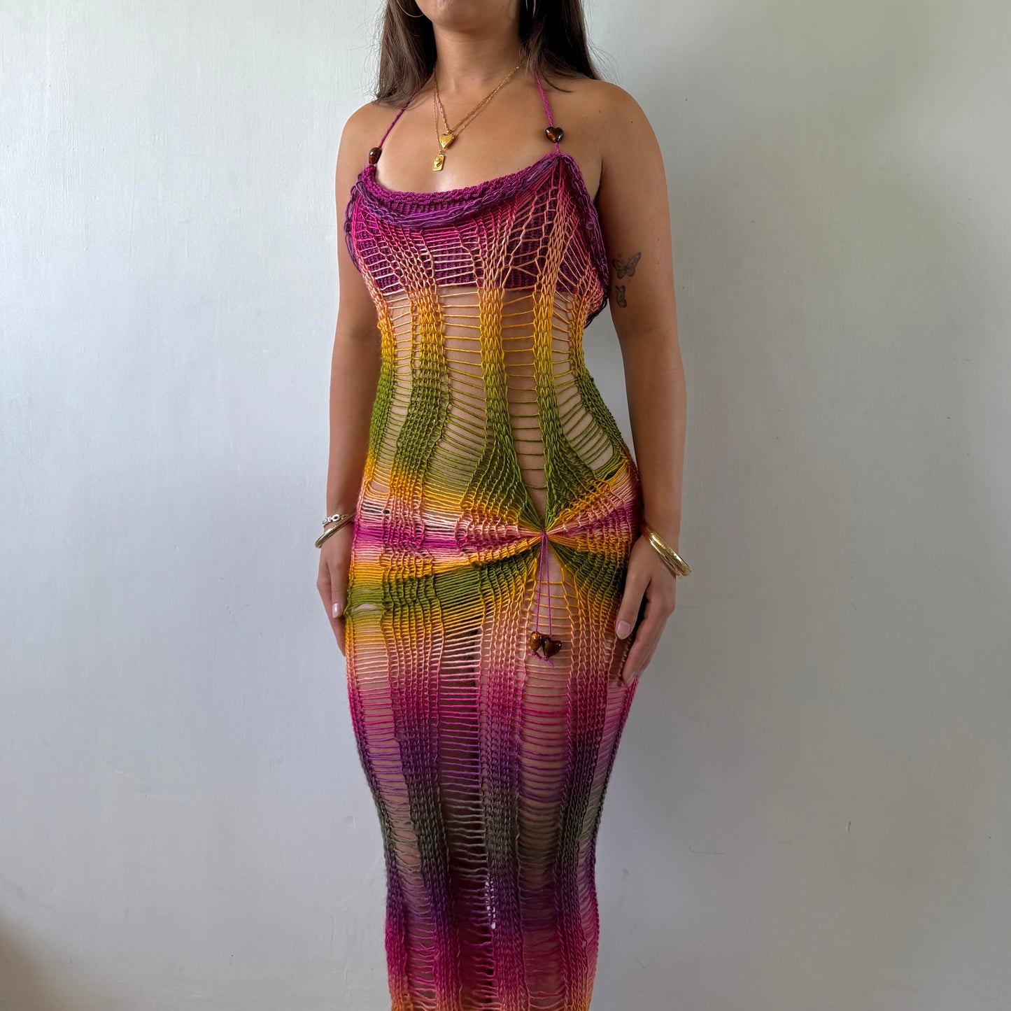 Beaded Hibiscus Maxi Dress