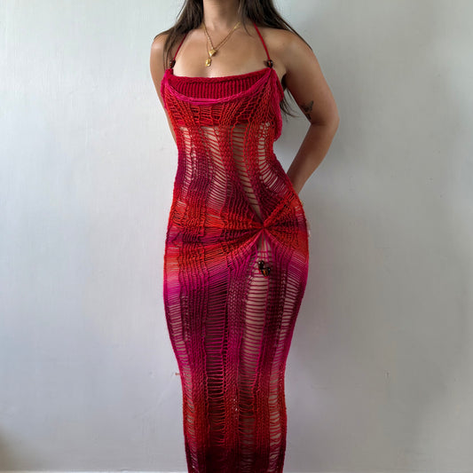 Beaded Peach Maxi Dress