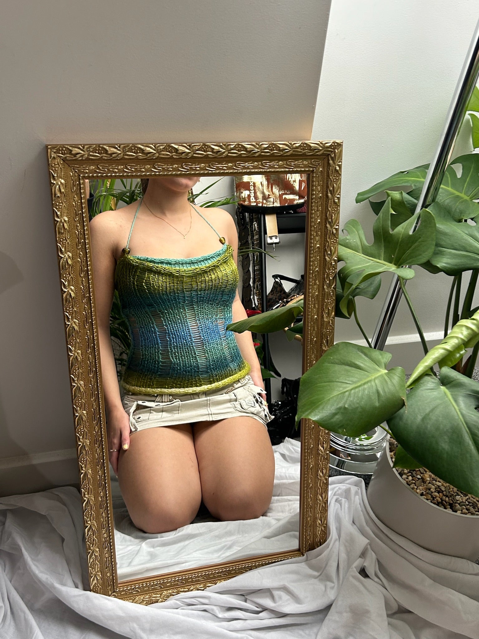 Double Knit Beaded Top in Eden
