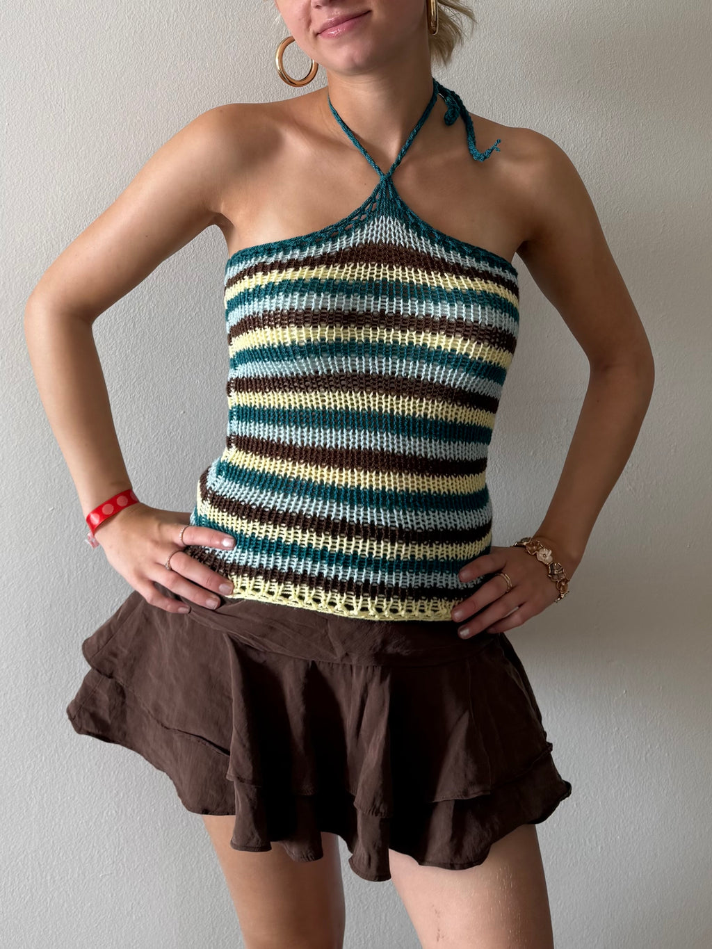 Stripe Halter in Blue and Yellow