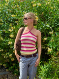 Stripe Halter in Pink and Yellow
