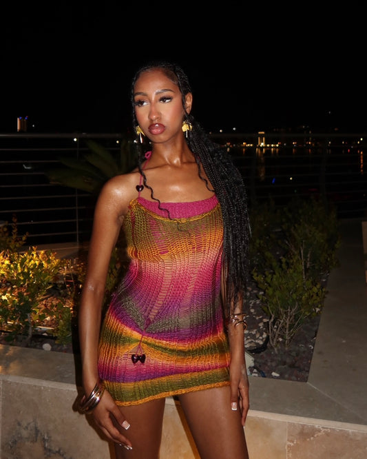 Hibiscus Beaded Mini Dress