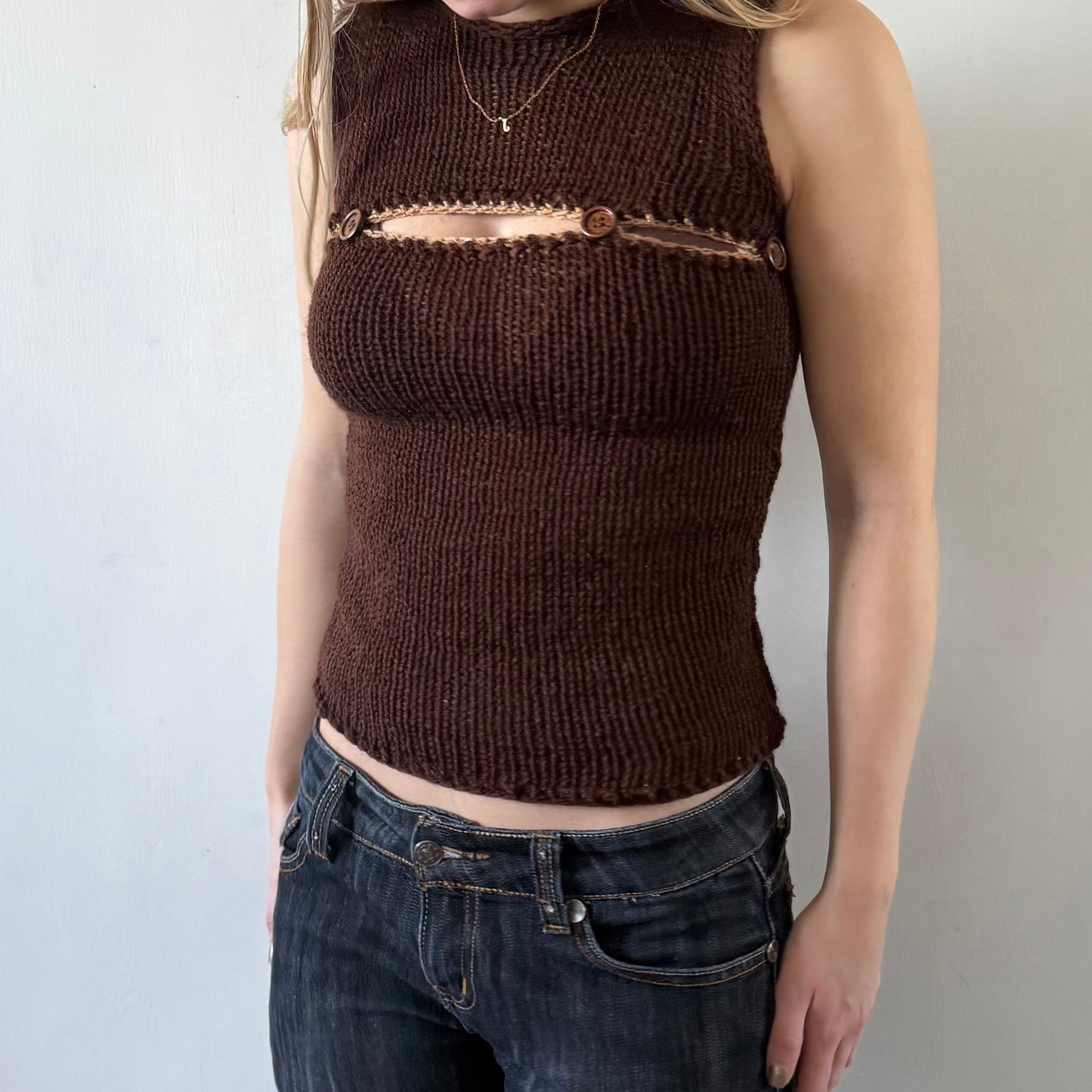 Brown Cut Out Top
