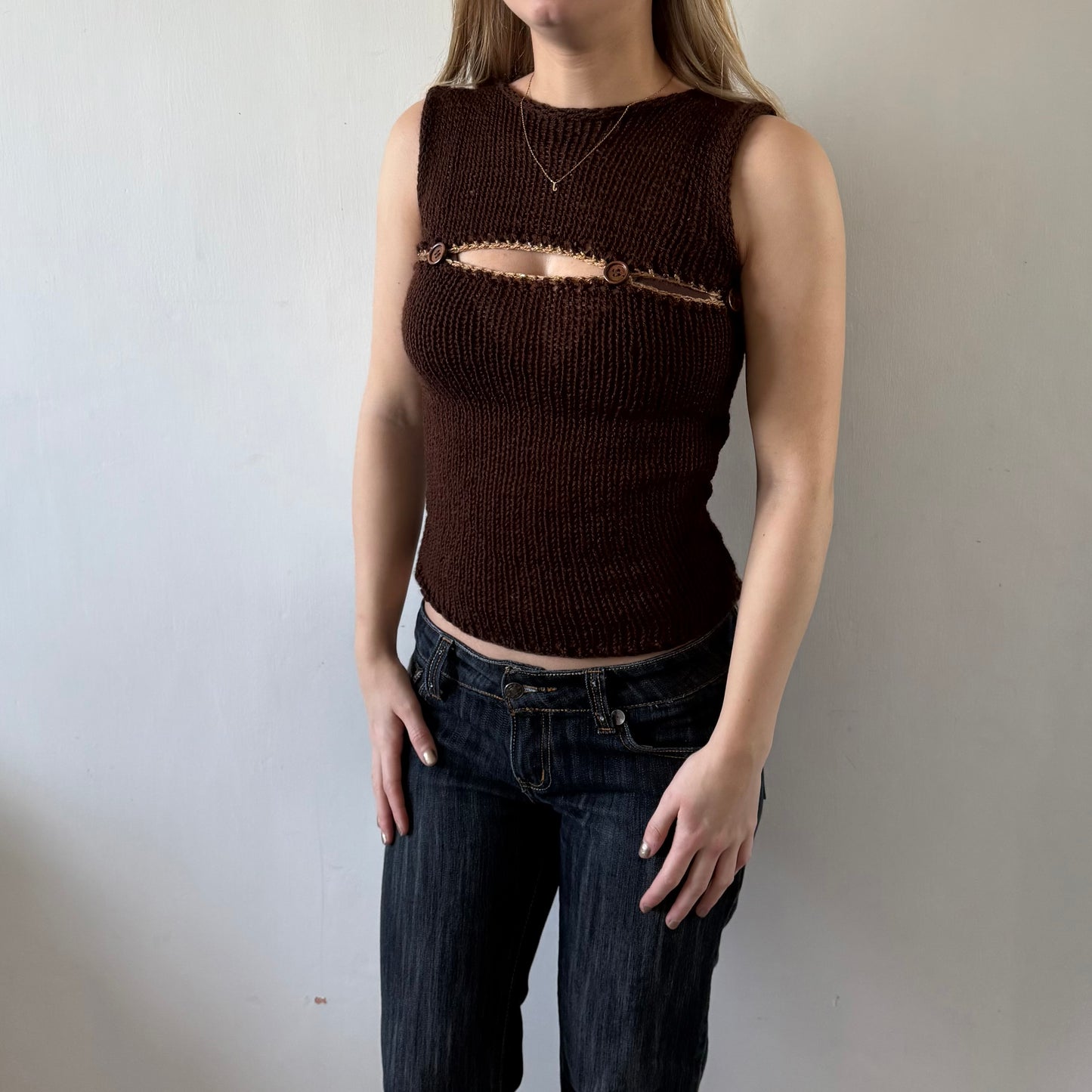 Brown Cut Out Top