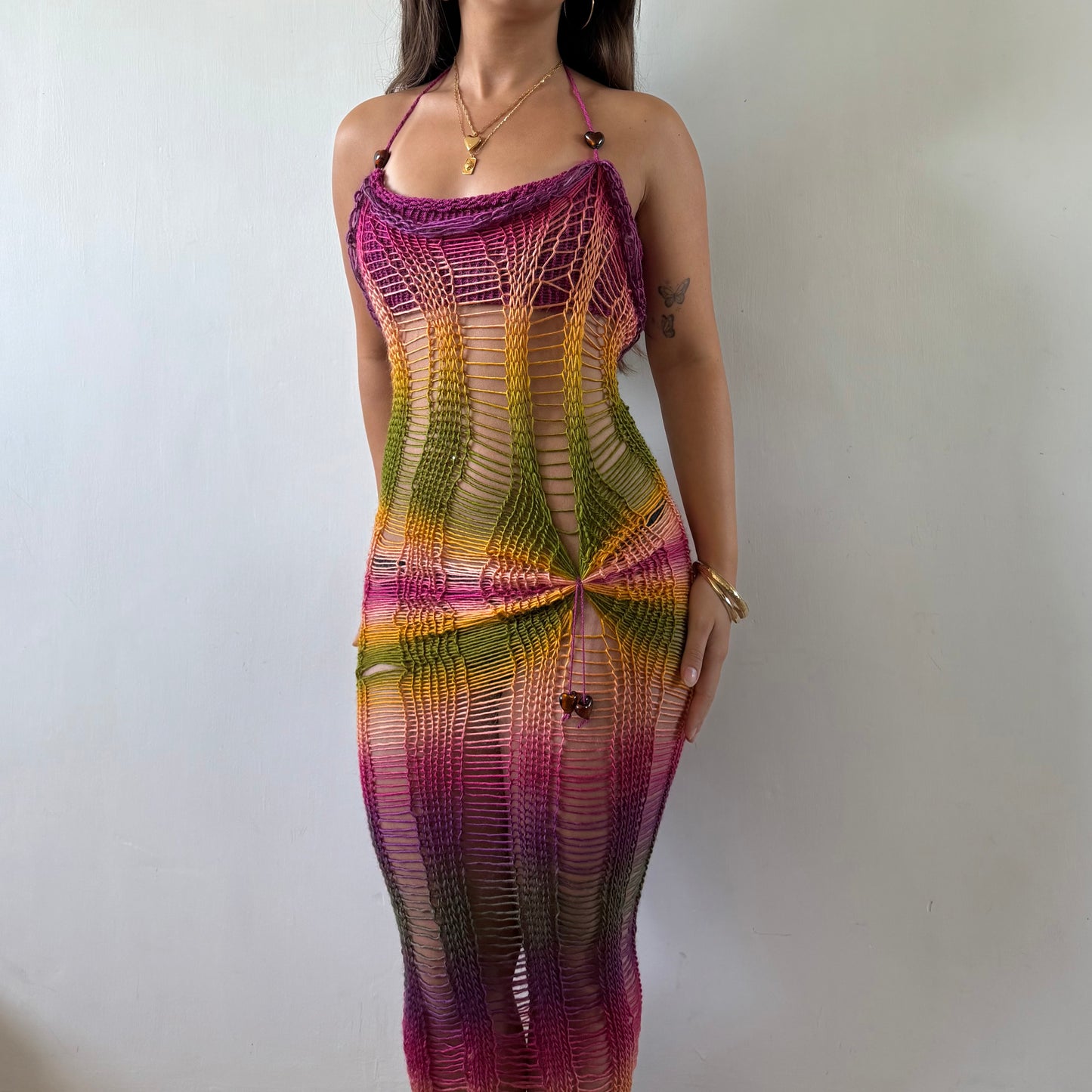 Beaded Hibiscus Maxi Dress